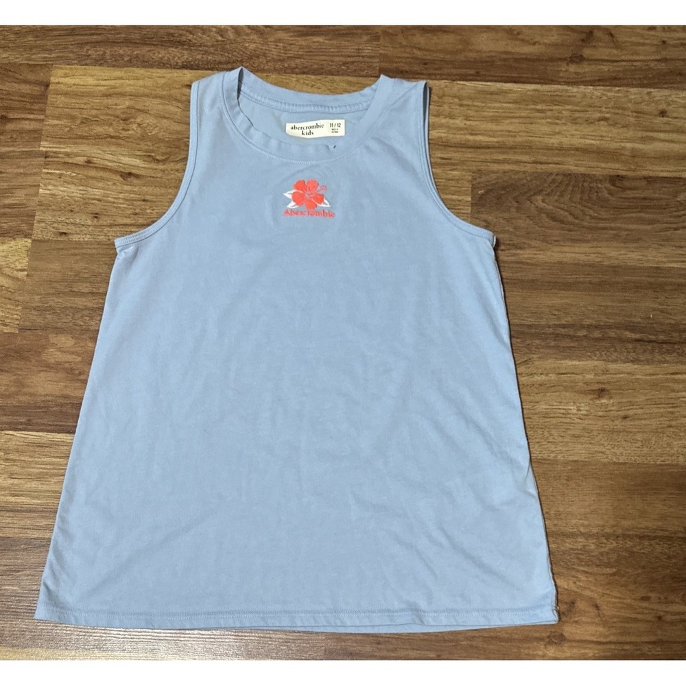 Abercrombie Kids Girls Sz. 11/12  Tank Top Light  Blue W/ Flower Super Cute
